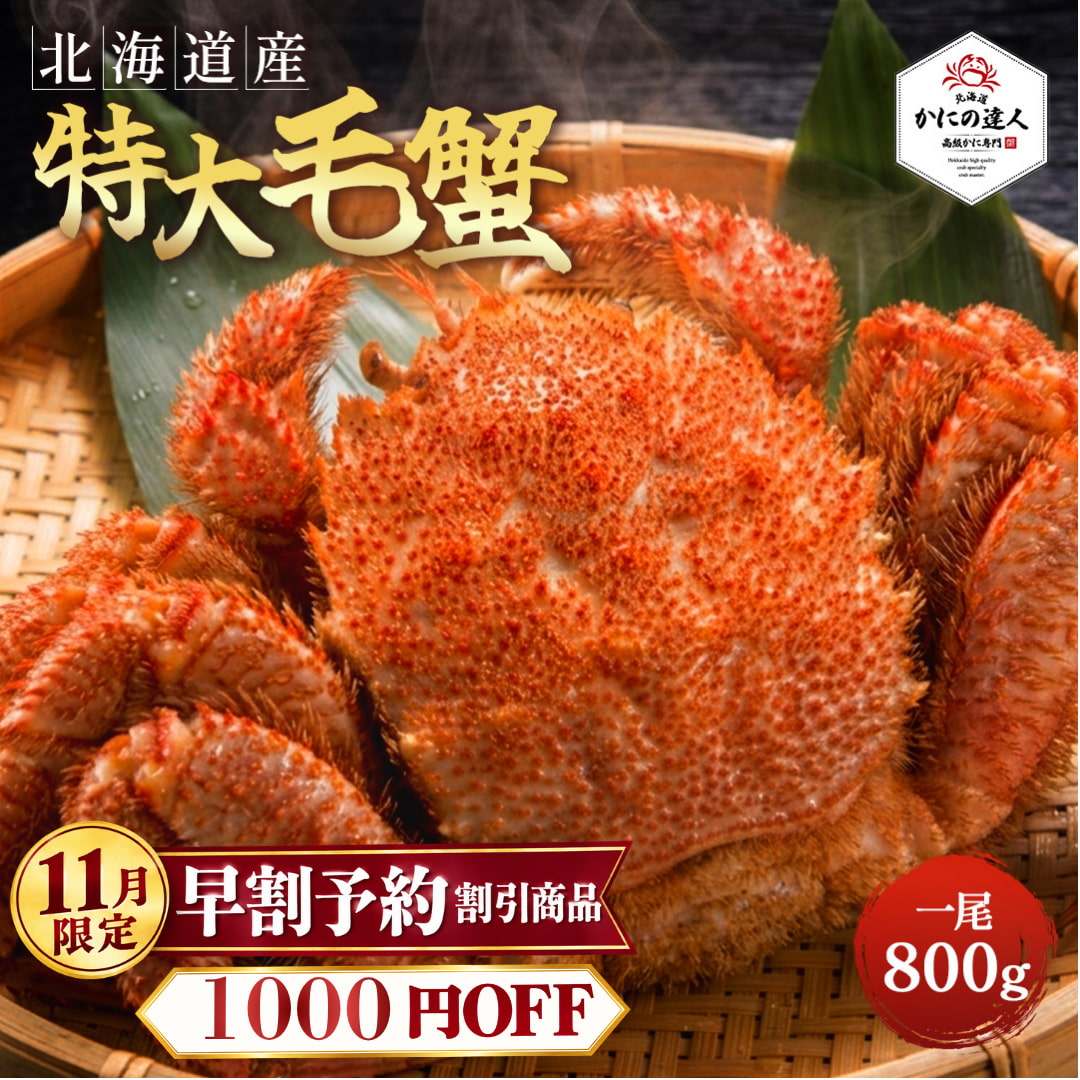北海道産特大毛蟹 　800g相当｜濃厚な甘みと旨みを味わう本格毛ガニ|北海道からお取り寄せ かにの達人