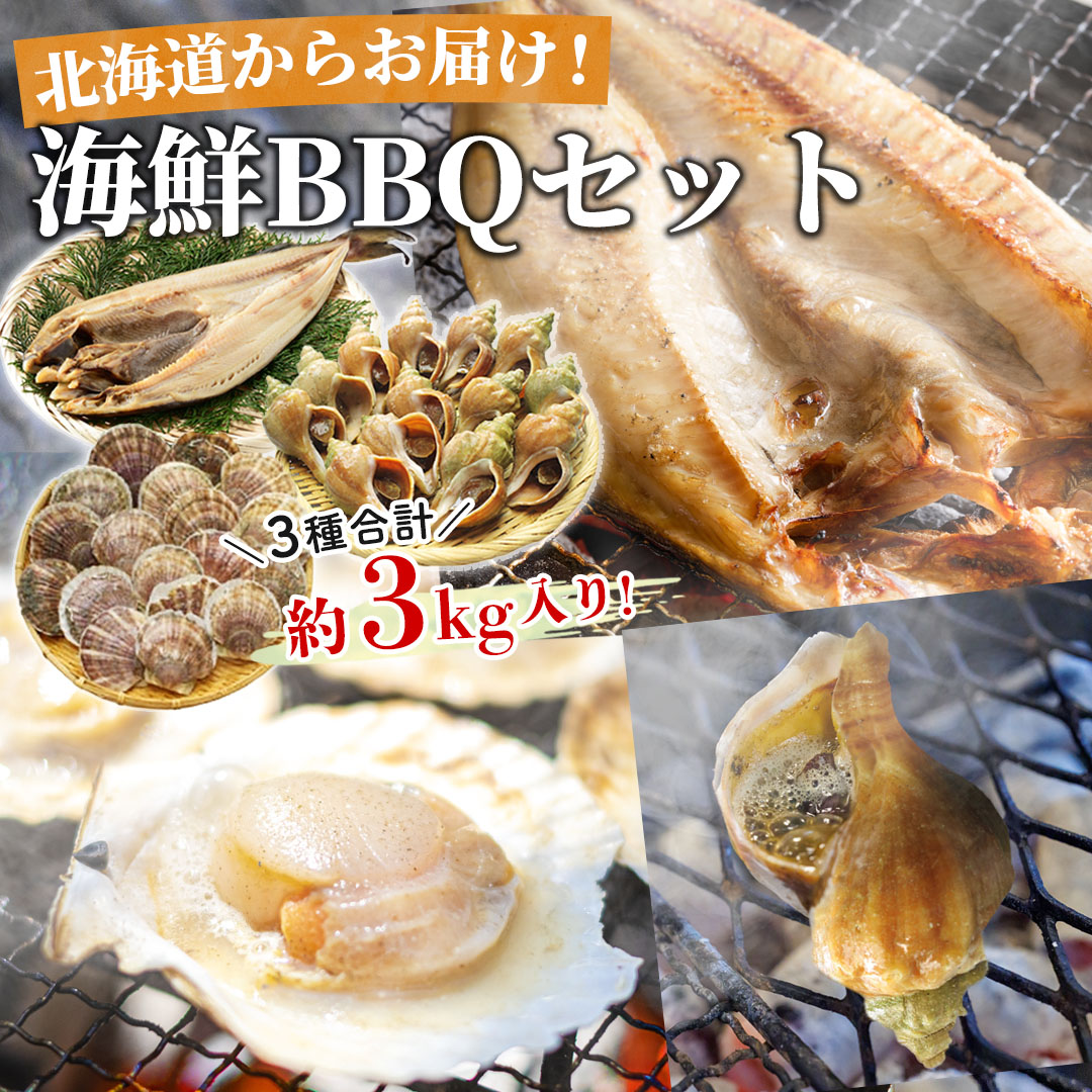 北海道 海鮮BBQセット ホタテ・青つぶ貝・真ほっけ