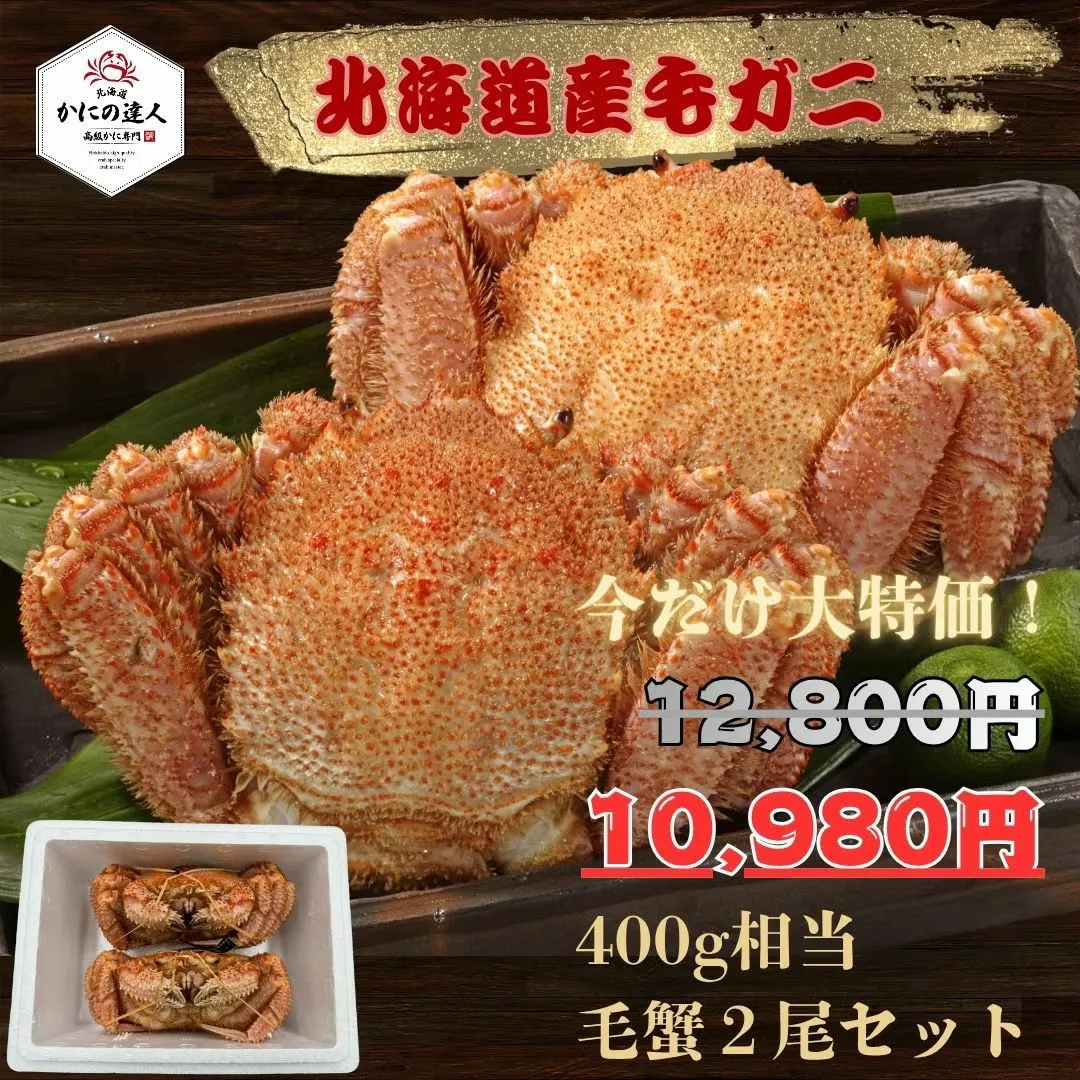 北海道産 毛蟹 400g × 2尾セット｜濃厚な甘みと旨みを味わう本格毛ガニ|北海道からお取り寄せ かにの達人