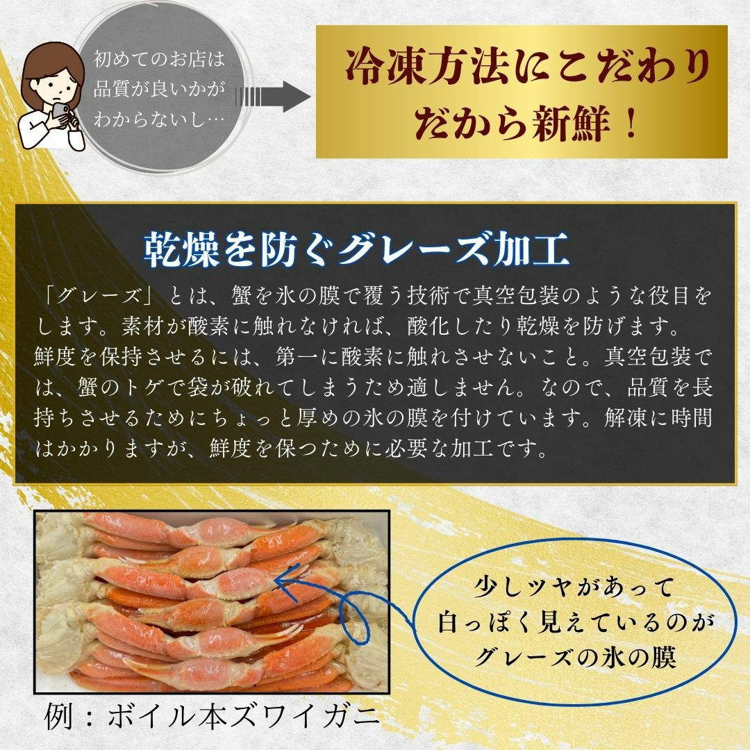 ボイル本ズワイガニ脚 1kg（3～4肩・シュリンク包装）｜旨み濃厚の王道